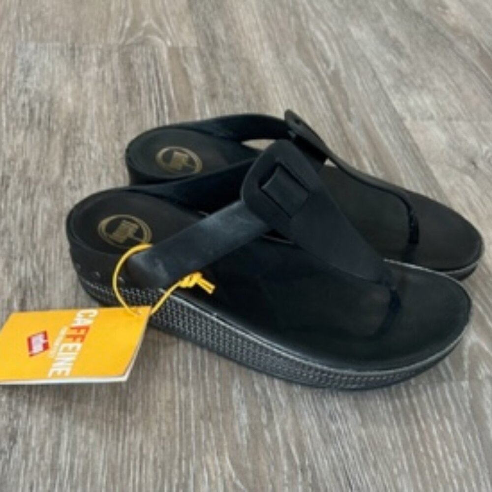 Fitflop women's black size 10 thong sandals w/wedge heel NWT
